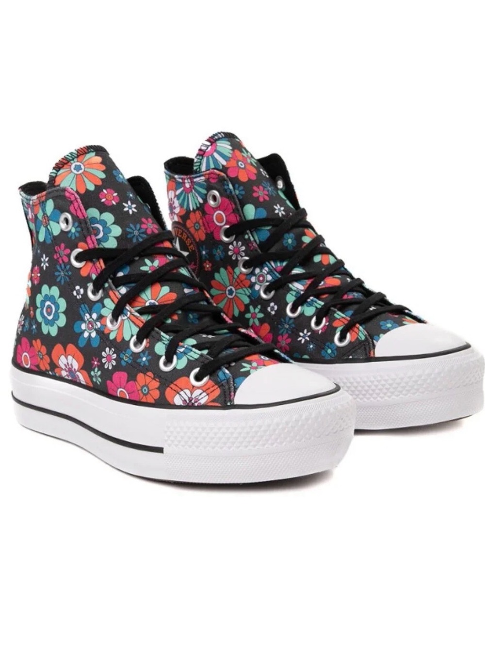 Floral High-Top Converse Sneakers - Black Multi